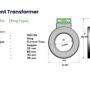 current transformer 100/5 amp, diamention